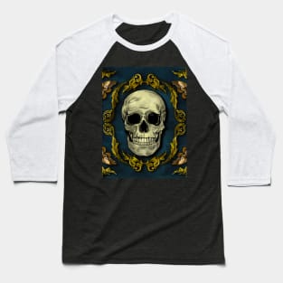 Filigree skull Full color Baseball T-Shirt